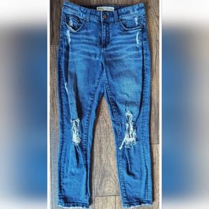 BKE Stella Mid Rise Slim Fit Ankle Skinny Jeans Womens Size 26 Distress Stretch.